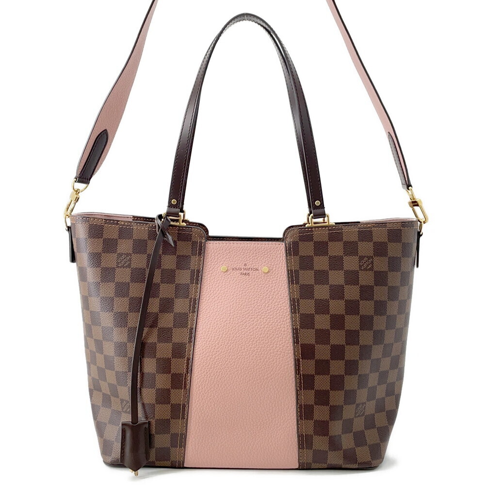 Louis Vuitton Tote Bag Damier Ebene Brown Taurillon Leather Jersey Shoulder